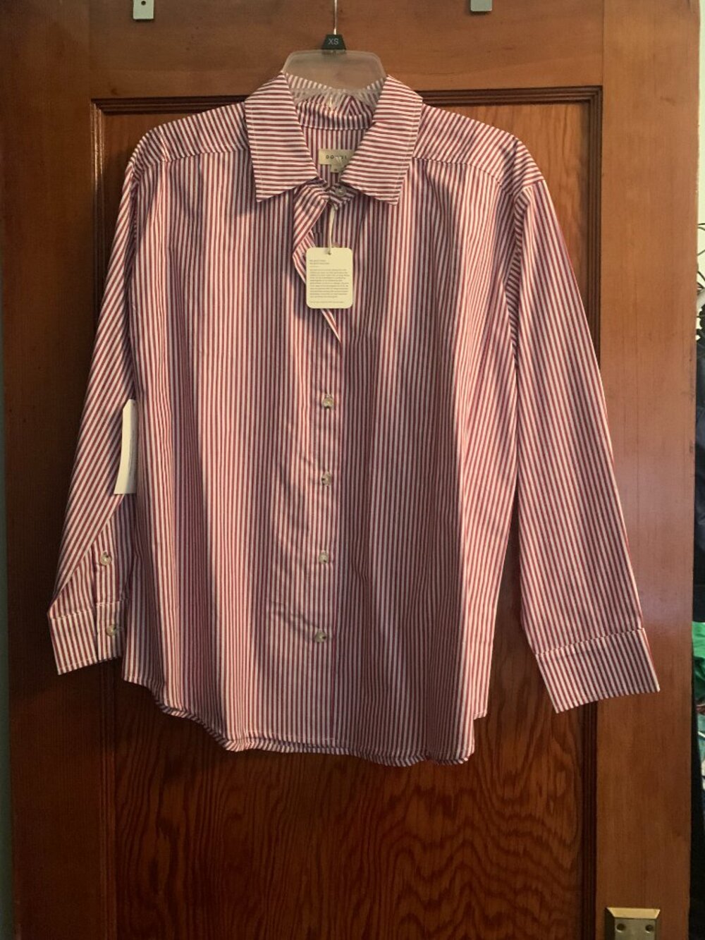 NWT DONNI striped button down shirt in Rouge Size:XSM - Picture 2 of 9